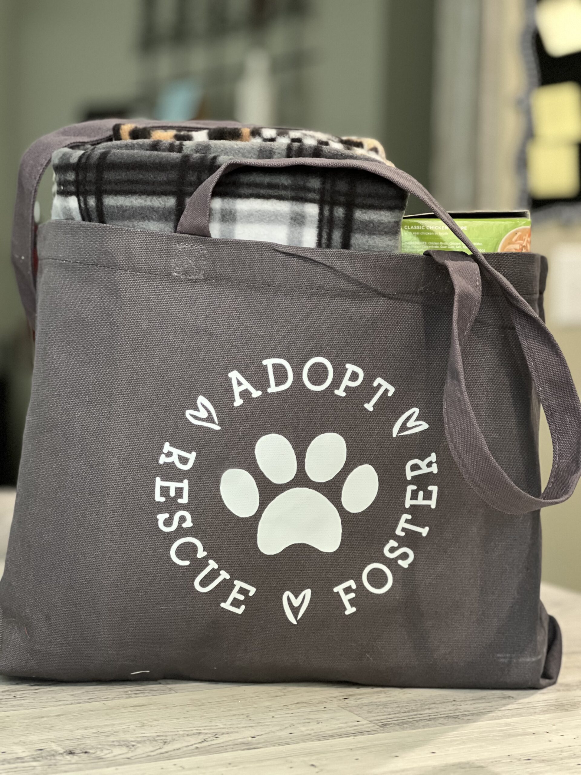 Adopt, Rescue, Foster Tote Bag - For the Love of Grace Animal Rescue